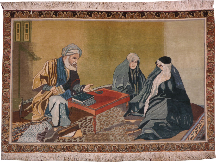 Vintage Persian Tabriz Pictorial Rug, No.14699 - Galerie Shabab