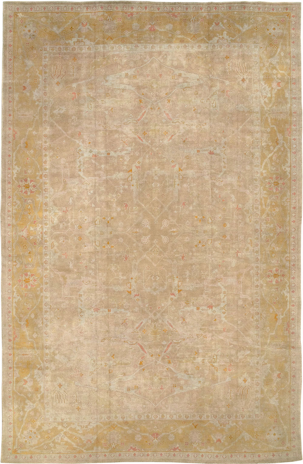 Antique Turkish Oushak Room Size Carpet, No.14933 - Galerie Shabab