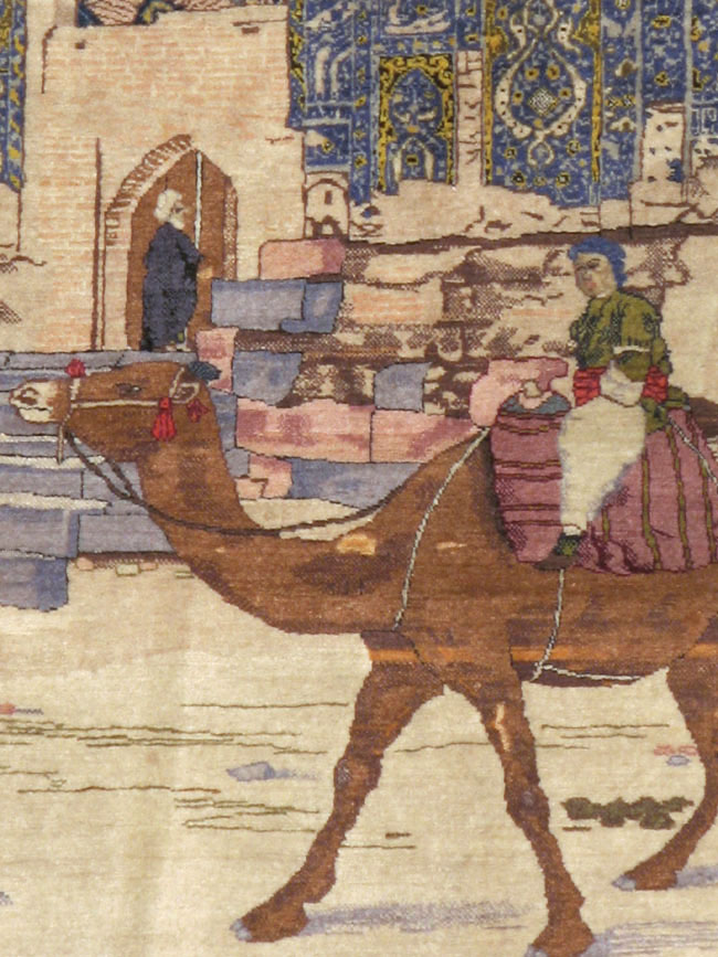 Vintage Persian Tabriz Pictorial Rug, No.15071 - Galerie Shabab