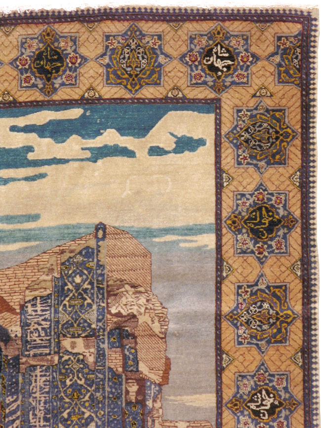 Vintage Persian Tabriz Pictorial Rug, No.15071 - Galerie Shabab