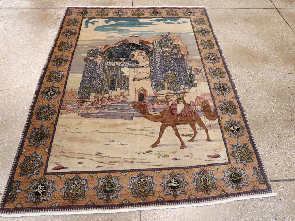 Vintage Persian Tabriz Pictorial Rug, No.15071 - Galerie Shabab