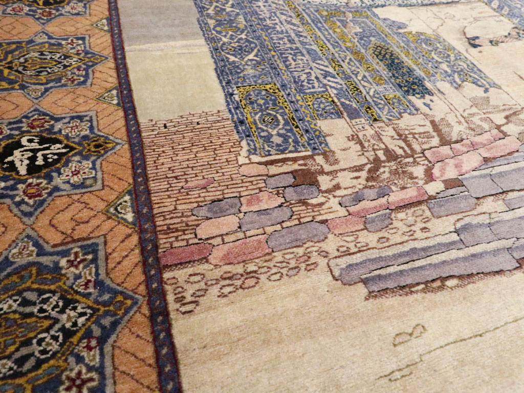 Vintage Persian Tabriz Pictorial Rug, No.15071 - Galerie Shabab