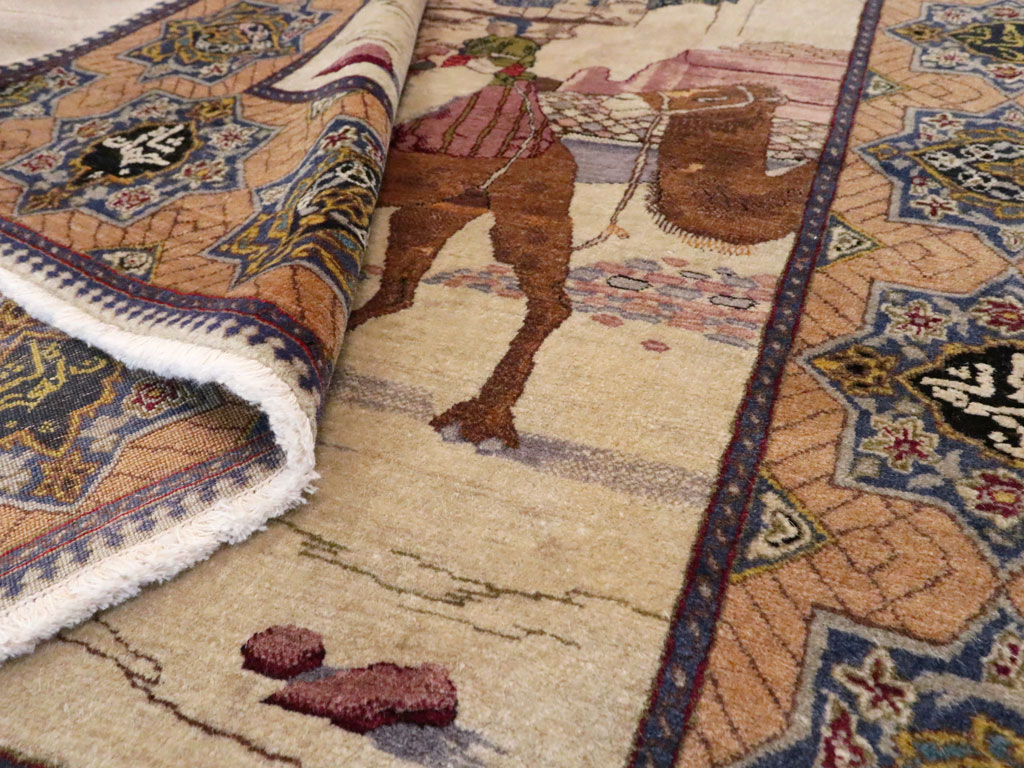 Vintage Persian Tabriz Pictorial Rug, No.15071 - Galerie Shabab