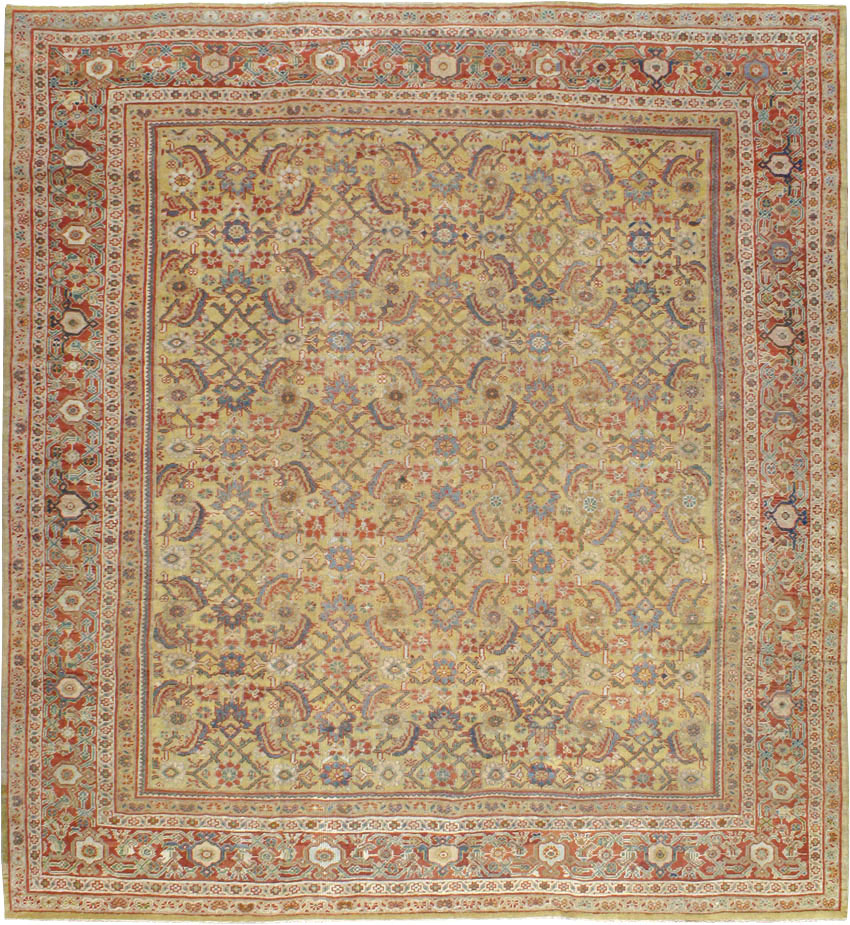 Antique Persian Mahal Square Carpet, No.15143 - Galerie Shabab