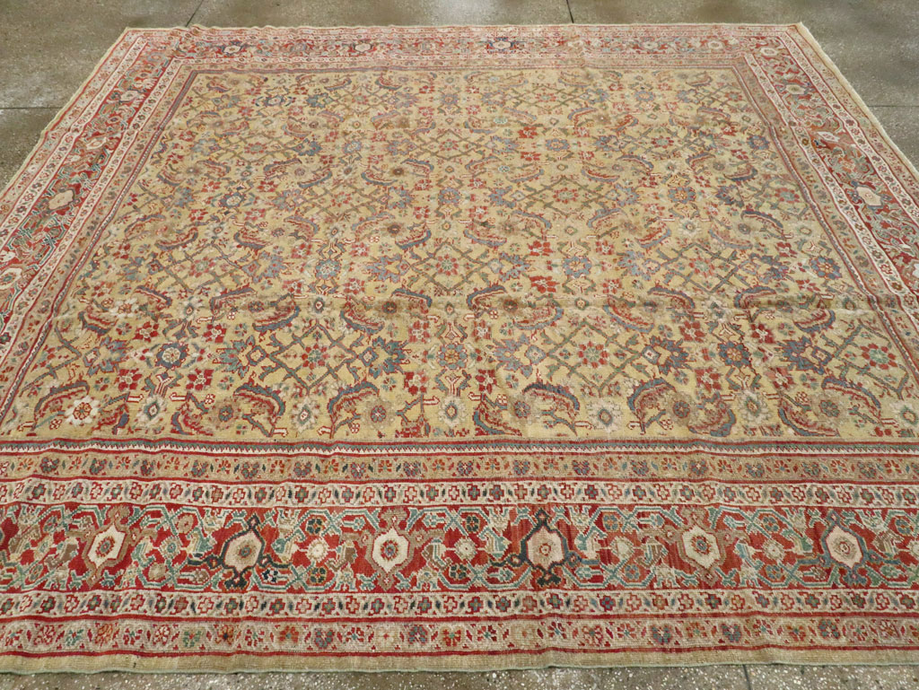 Antique Persian Mahal Square Carpet, No.15143 - Galerie Shabab