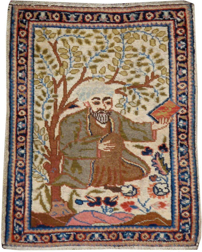 Vintage Persian Tabriz Pictorial Rug, No.15218 - Galerie Shabab