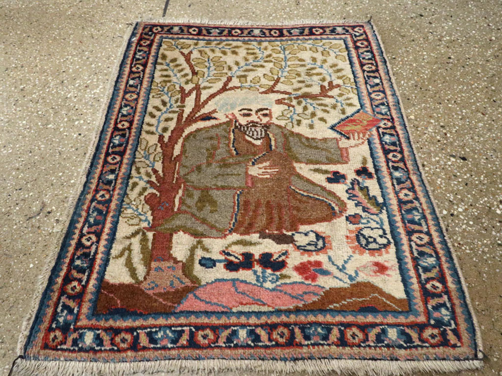 Vintage Persian Tabriz Pictorial Rug, No.15218 - Galerie Shabab
