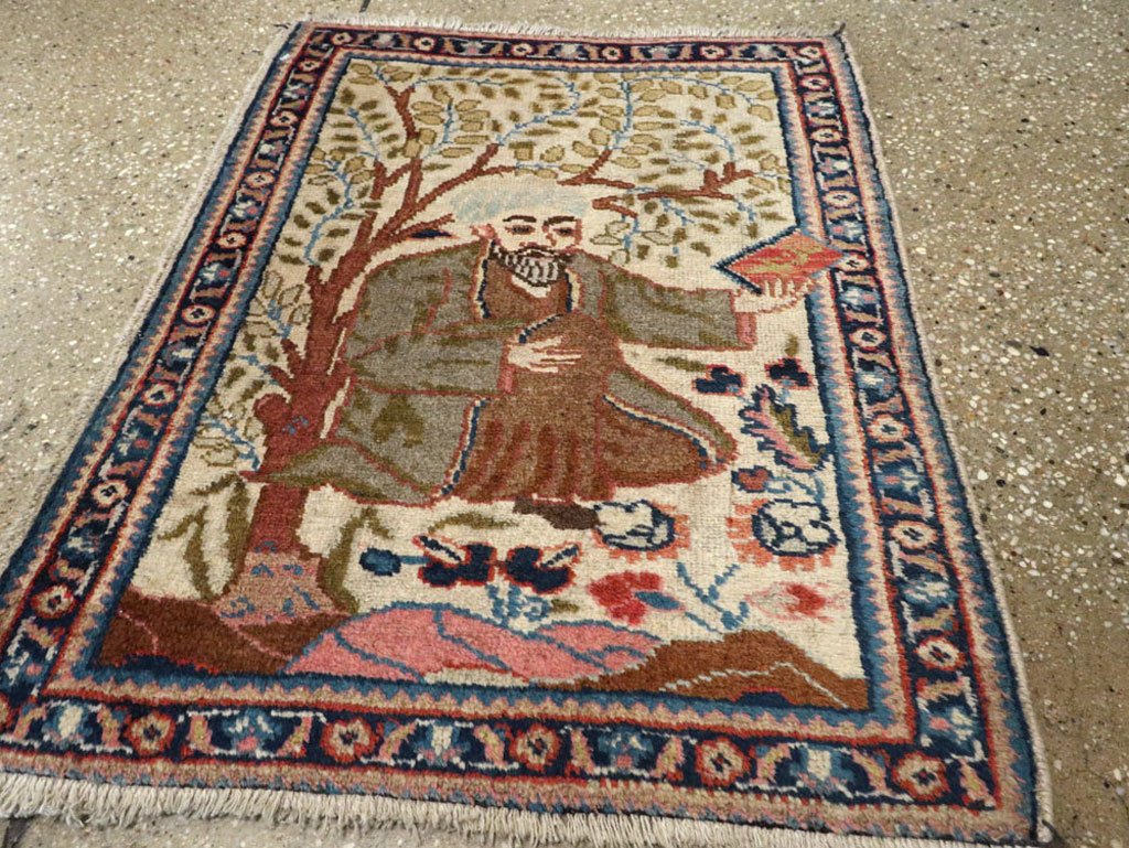 Vintage Persian Tabriz Pictorial Rug, No.15218 - Galerie Shabab