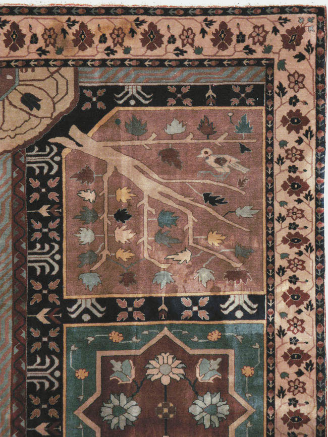 Antique Indian Lahore Square Rug, No.15223 - Galerie Shabab