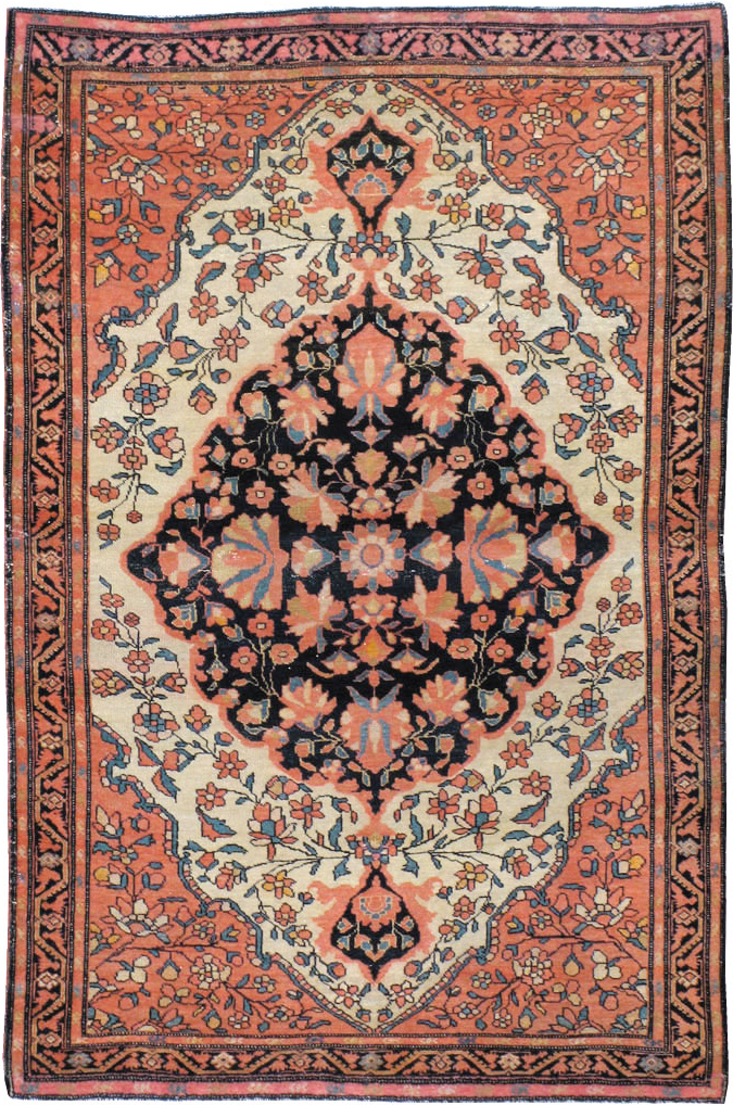 Antique Persian Sarouk Farahan Throw Rug, No.15291 - Galerie Shabab