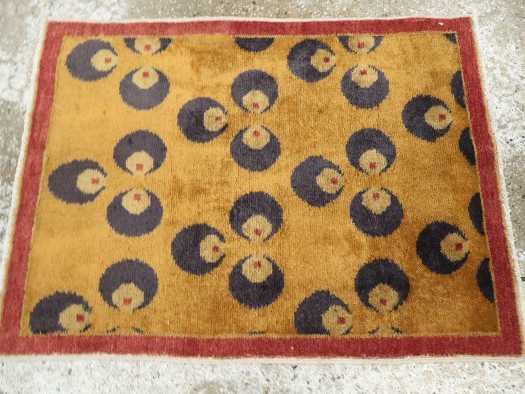 Vintage Turkish Art Deco Throw Rug, No.15306 - Galerie Shabab
