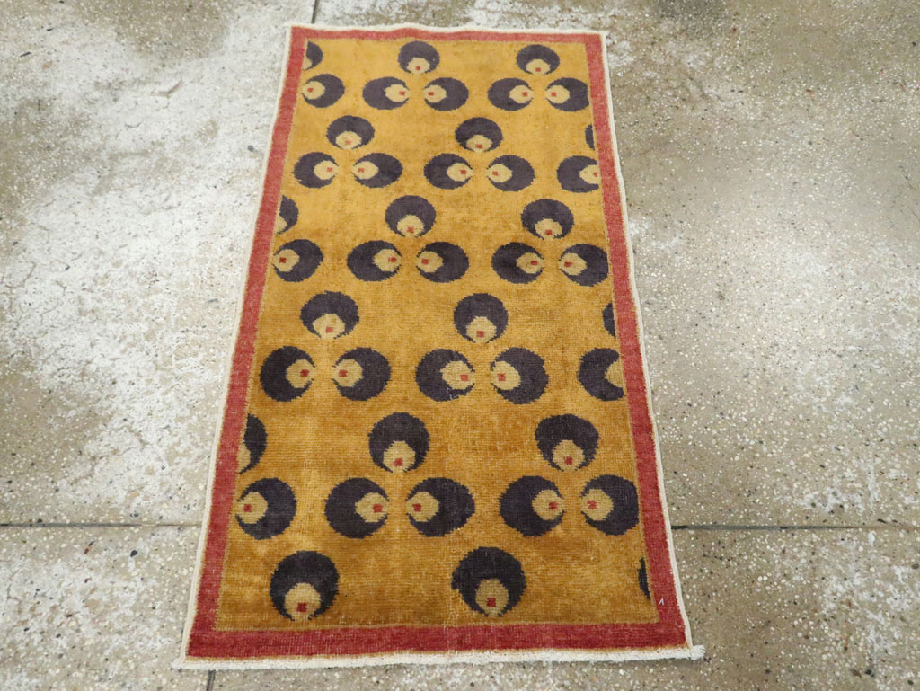 Vintage Turkish Art Deco Throw Rug, No.15314 - Galerie Shabab