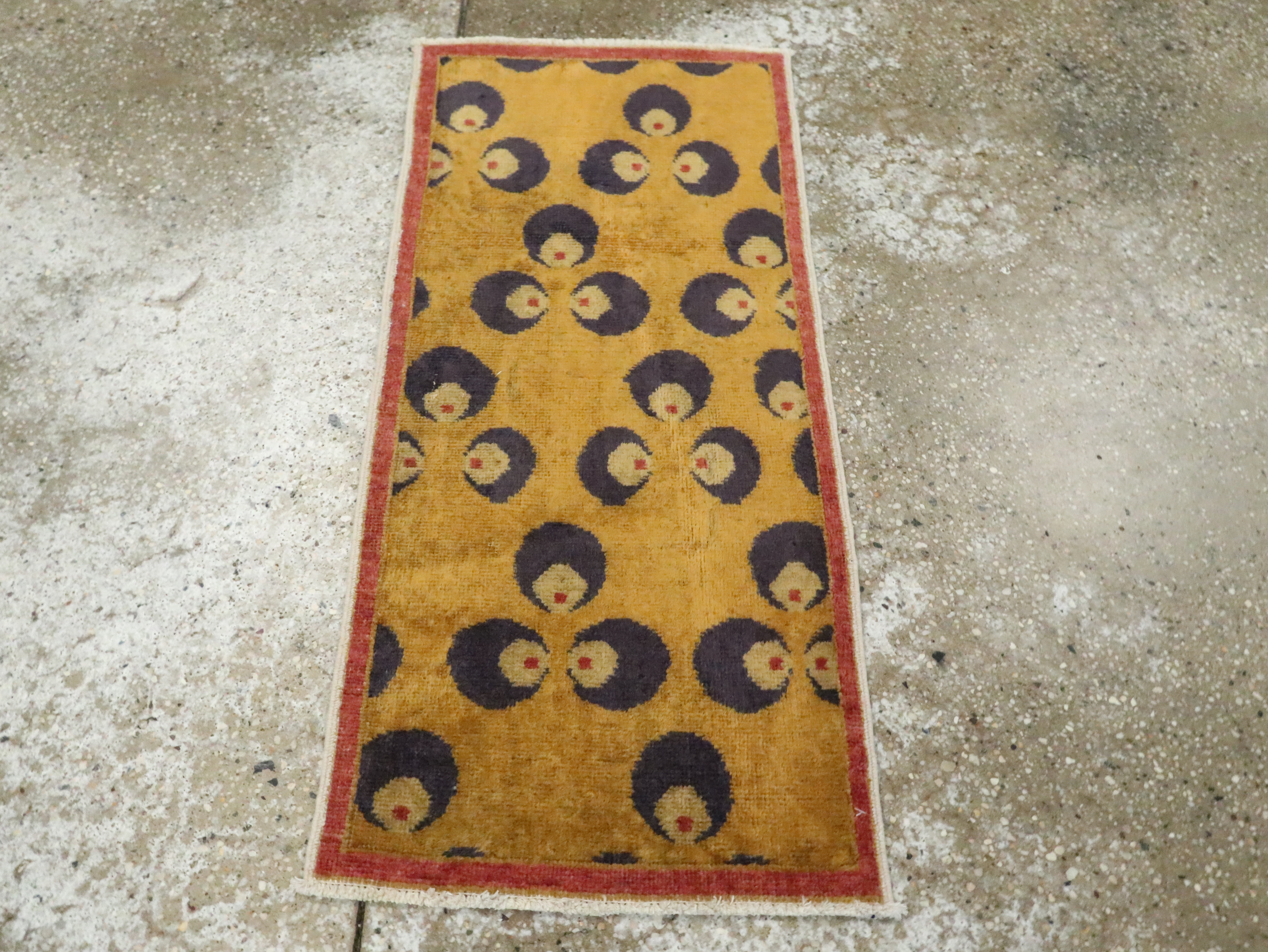 Vintage Turkish Art Deco Throw Rug, No.15343 - Galerie Shabab