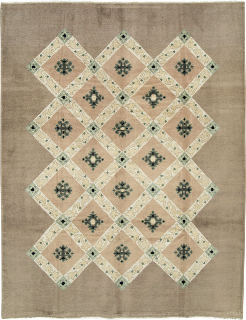 Vintage French Leleu Accent Carpet, No.15491 - Galerie Shabab