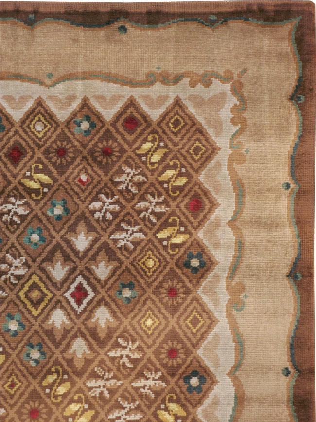 Vintage French Leleu Carpet, No.15527 - Galerie Shabab