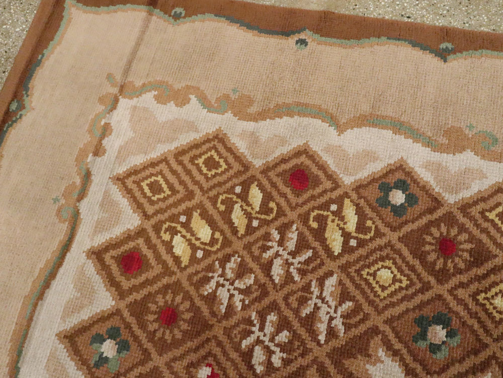 Vintage French Leleu Carpet, No.15527 - Galerie Shabab
