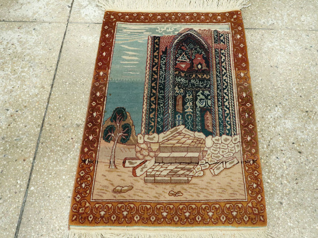 Vintage Persian Tabriz Pictorial Rug, No.15765 - Galerie Shabab