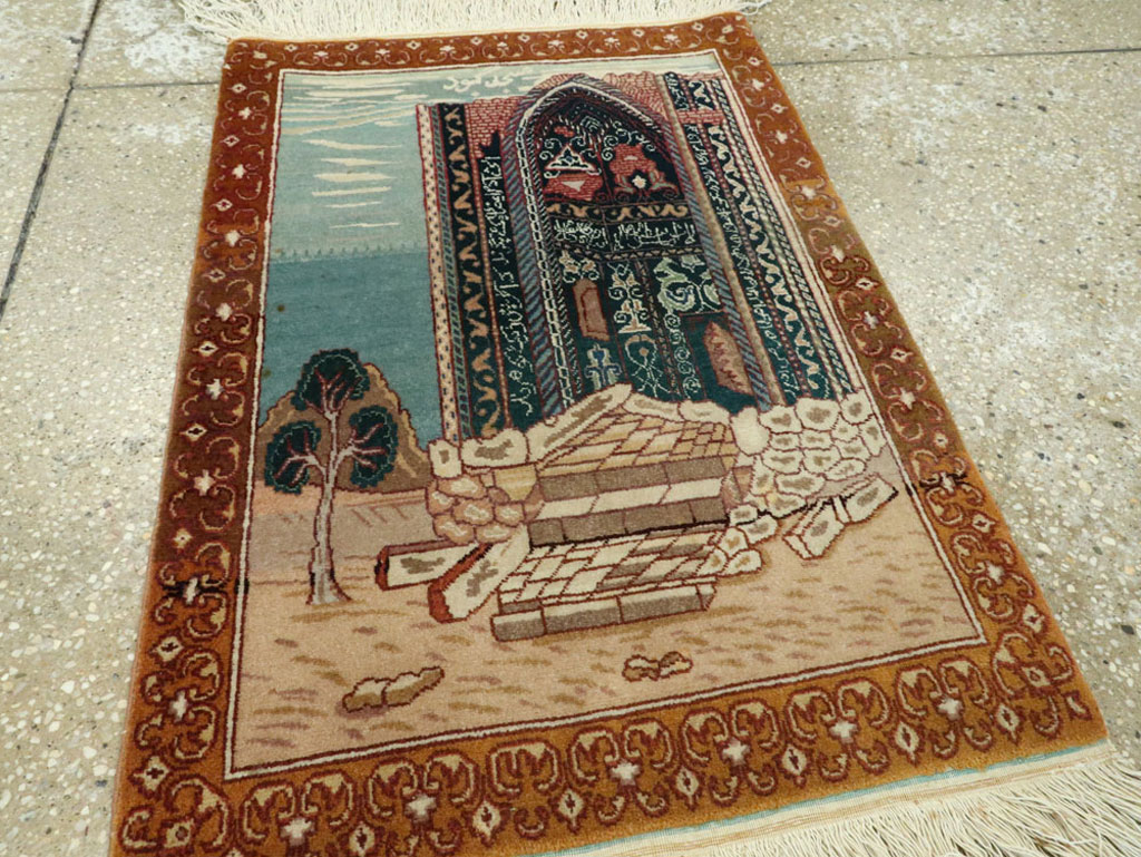 Vintage Persian Tabriz Pictorial Rug, No.15765 - Galerie Shabab