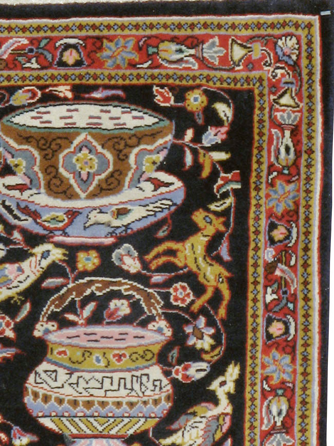 Vintage Persian Quom Pictorial Rug, No.16464 - Galerie Shabab