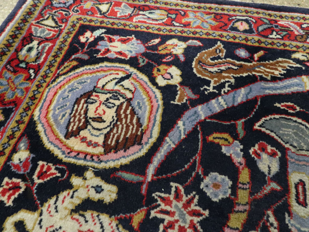 Vintage Persian Quom Pictorial Rug, No.16464 - Galerie Shabab