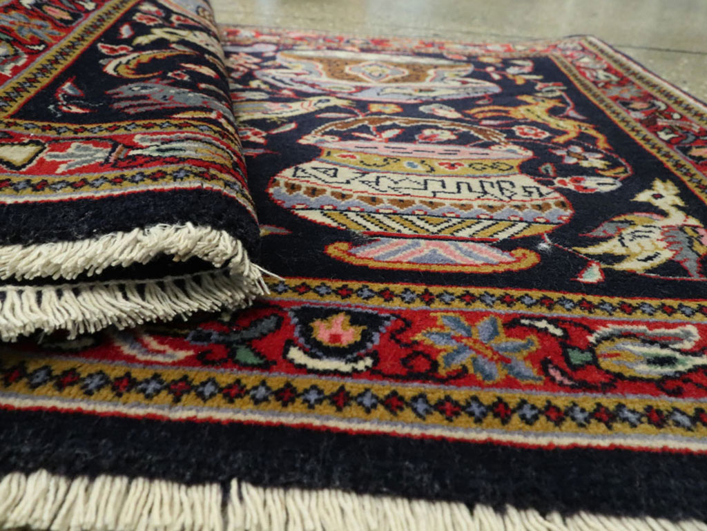 Vintage Persian Quom Pictorial Rug, No.16464 - Galerie Shabab