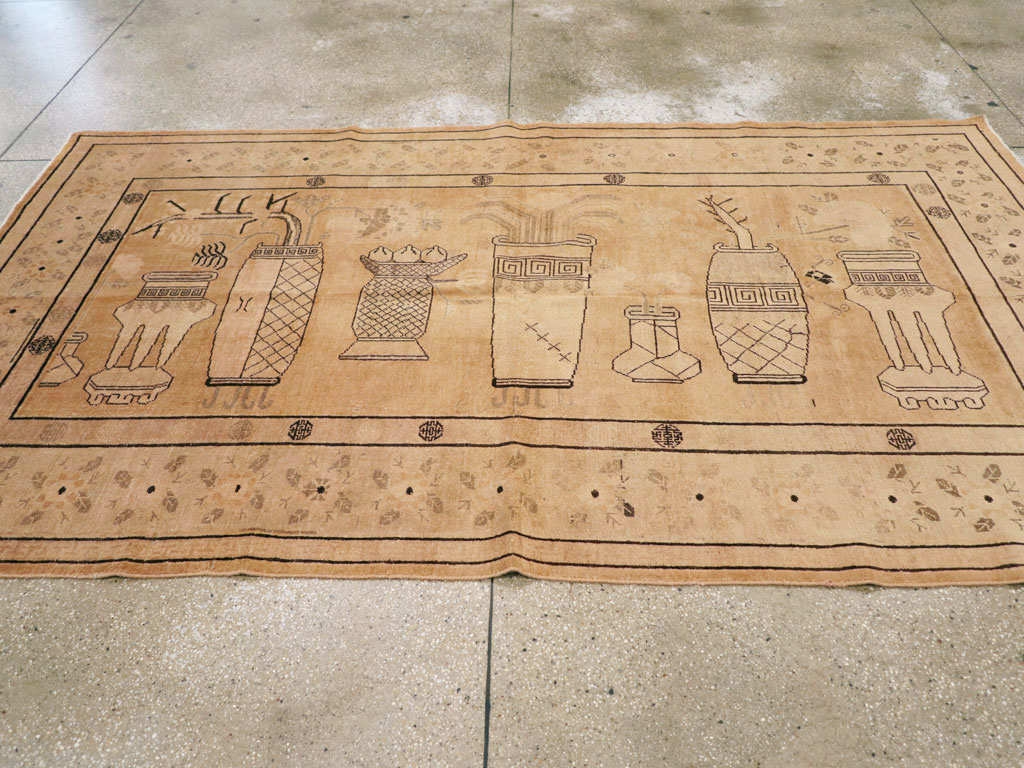 Antique East Turkestan Khotan Pictorial Carpet, No.16768 - Galerie Shabab