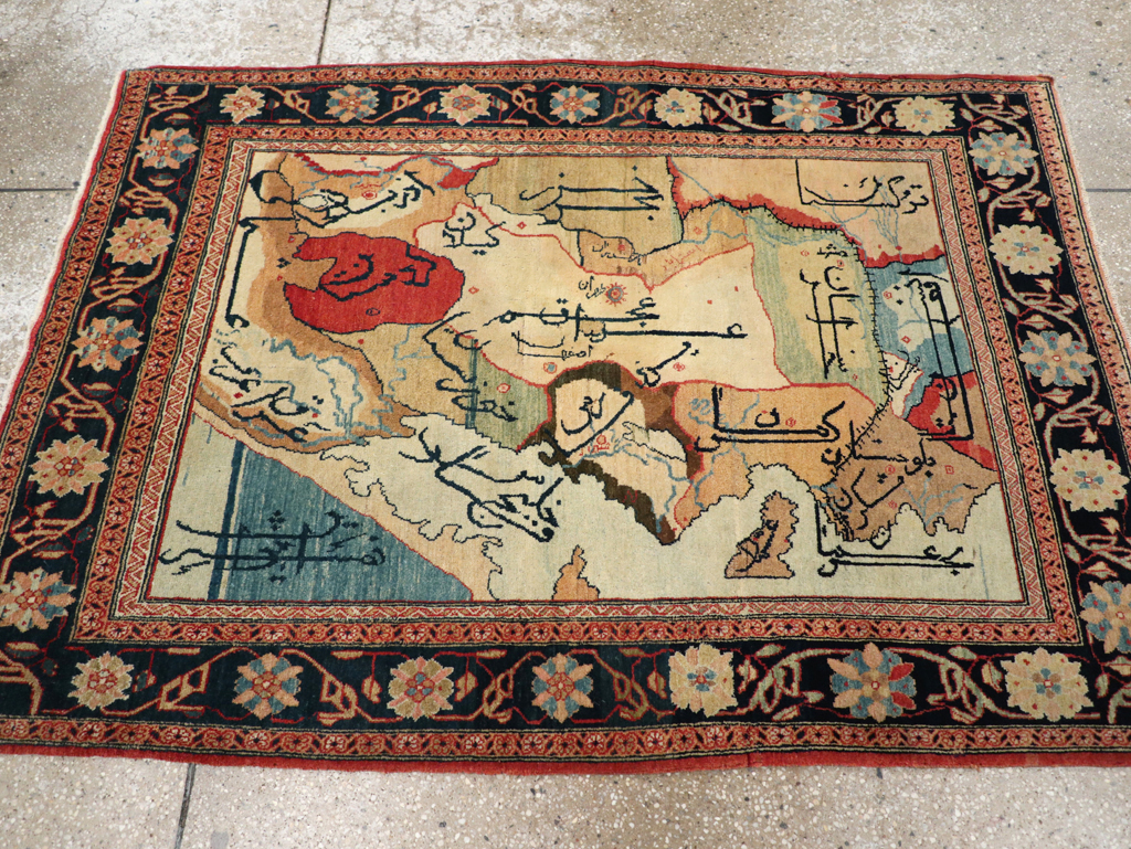 Vintage Persian Tabriz Map Rug, No.16841 - Galerie Shabab