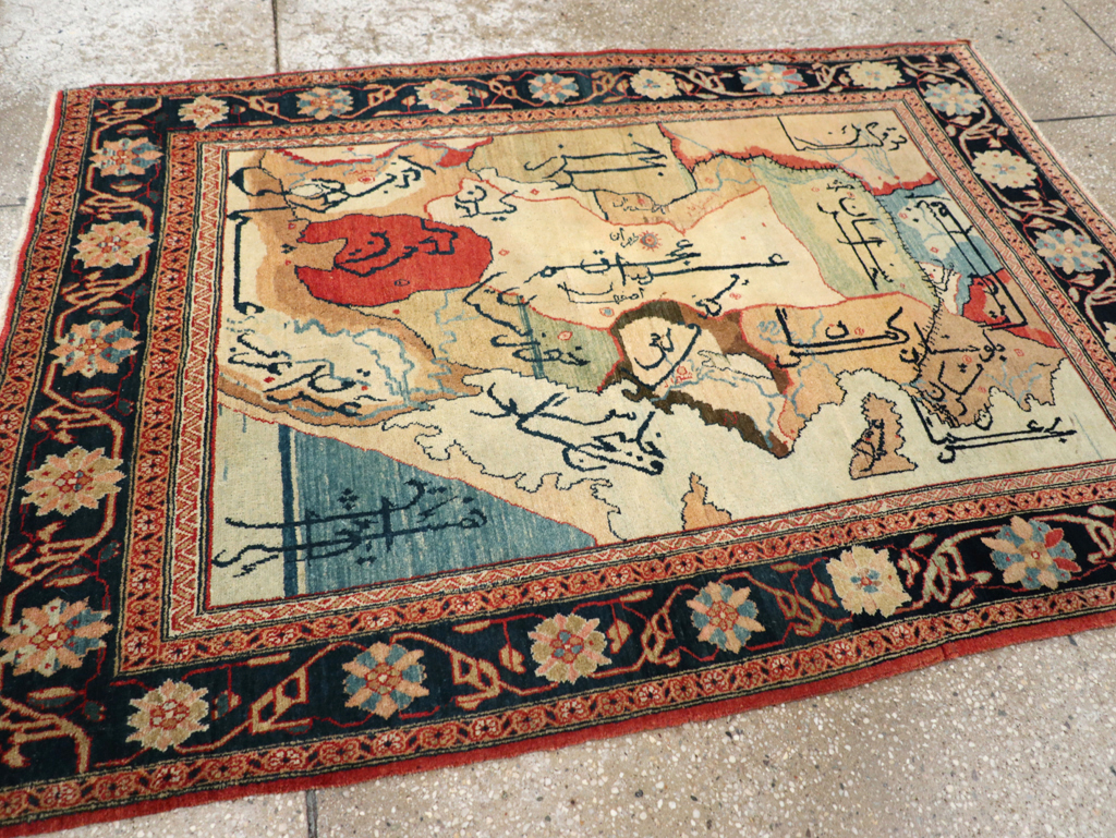 Vintage Persian Tabriz Map Rug, No.16841 - Galerie Shabab