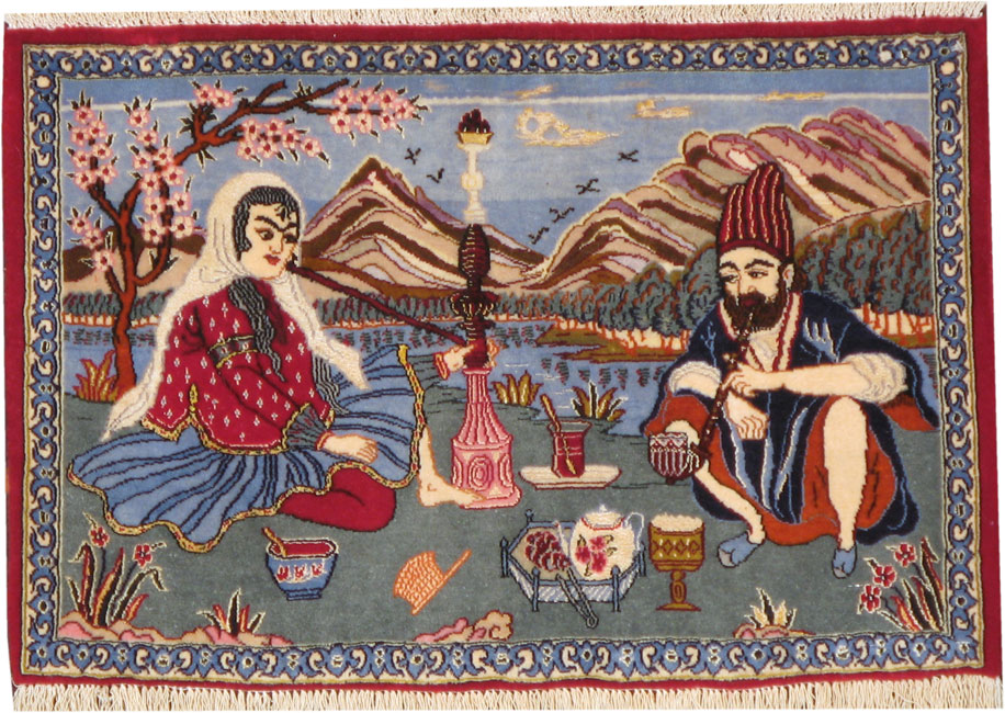 Vintage Persian Isfahan Pictorial Rug, No.16986 - Galerie Shabab