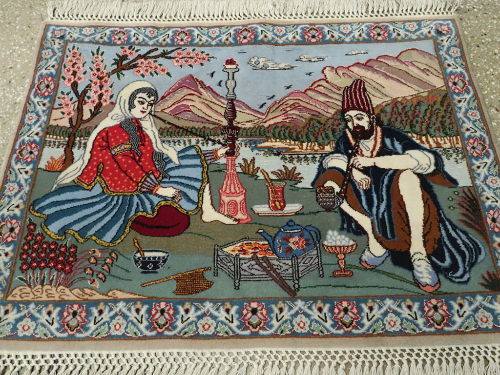 Vintage Isfahan Pictorial Rug, No.16987 - Galerie Shabab