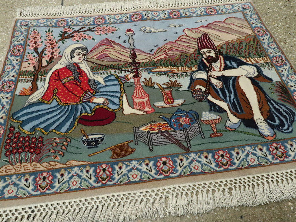 Vintage Isfahan Pictorial Rug, No.16987 - Galerie Shabab