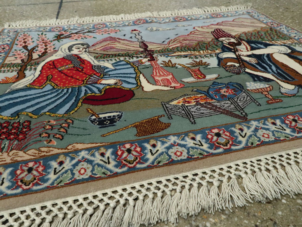Vintage Isfahan Pictorial Rug, No.16987 - Galerie Shabab