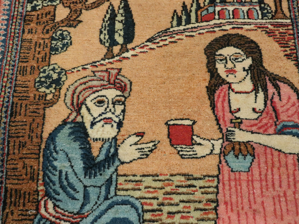 Vintage Persian Mashad Pictorial Rug (Pair: 1 of 2), No.17020 - Galerie Shabab