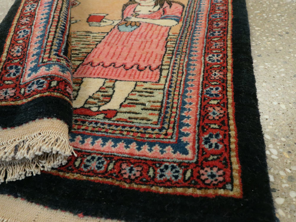 Vintage Persian Mashad Pictorial Rug (Pair: 1 of 2), No.17020 - Galerie Shabab