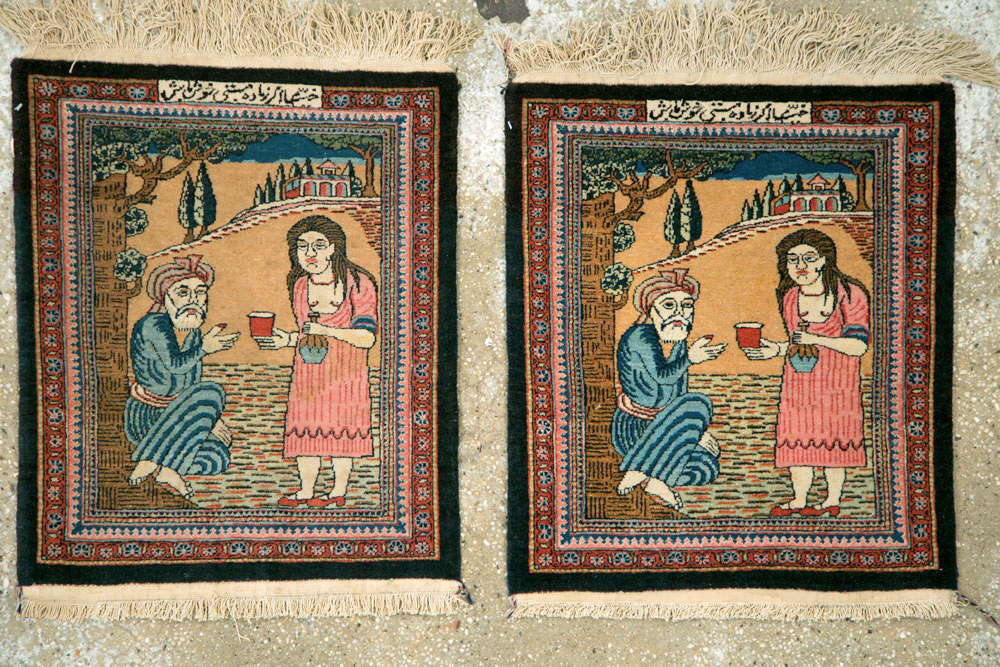 Vintage Persian Mashad Pictorial Rug (Pair: 1 of 2), No.17020 - Galerie Shabab