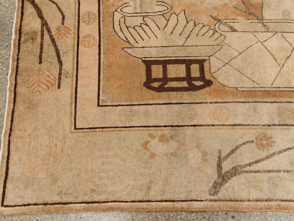 Vintage East Turkestan Khotan Pictorial Carpet, No.17142 - Galerie Shabab