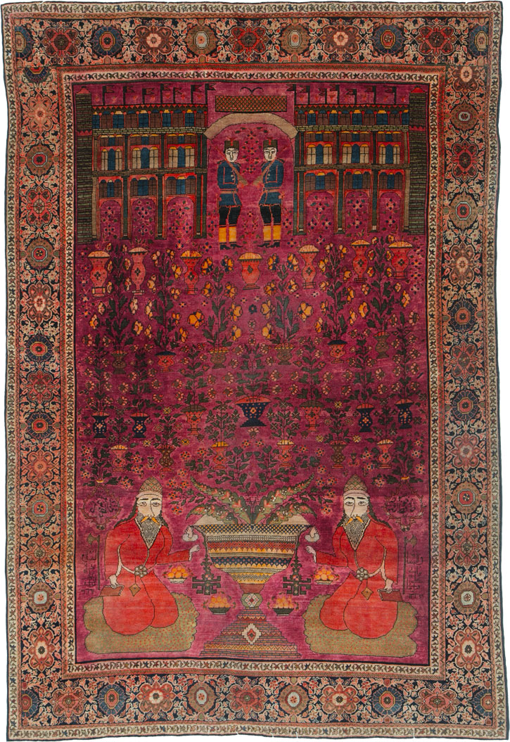 Antique Persian Sarouk Fereghan Pictorial Rug, No.17238 - Galerie Shabab