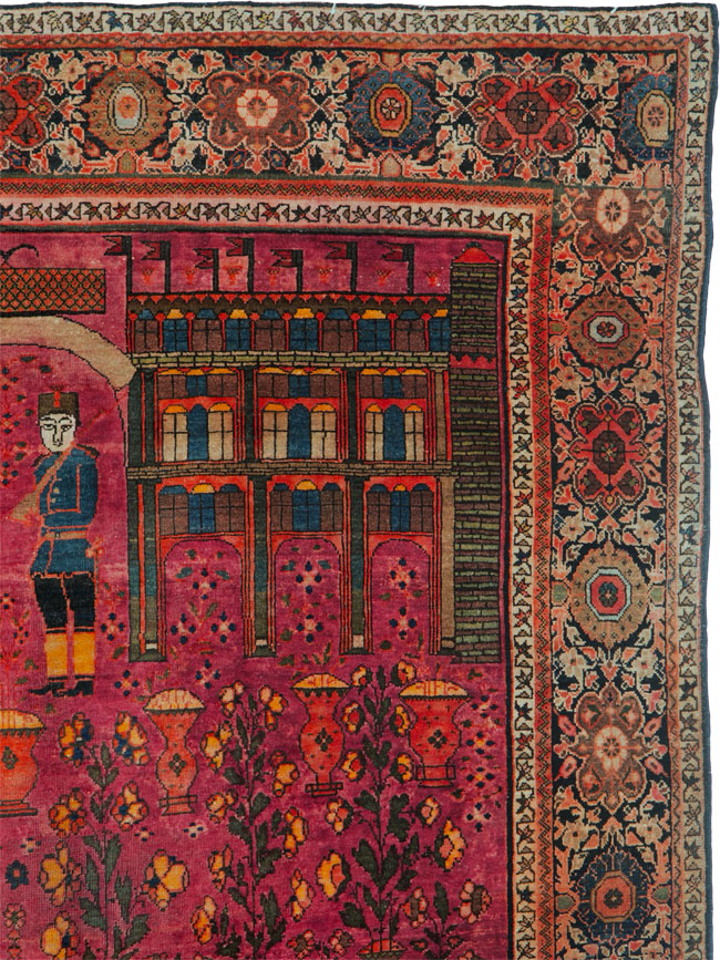 Antique Persian Sarouk Fereghan Pictorial Rug, No.17238 - Galerie Shabab