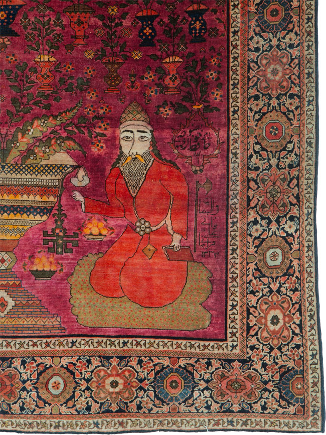 Antique Persian Sarouk Fereghan Pictorial Rug, No.17238 - Galerie Shabab