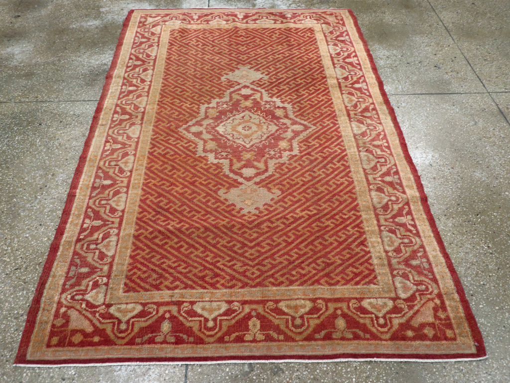 Antique Turkish Oushak Accent Rug, No.17396 - Galerie Shabab