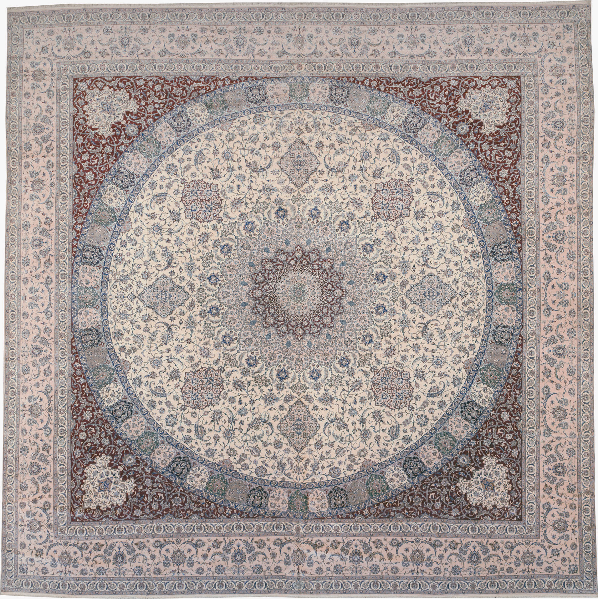 Vintage Persian Nain Square Oversize Carpet, No.17491 - Galerie Shabab