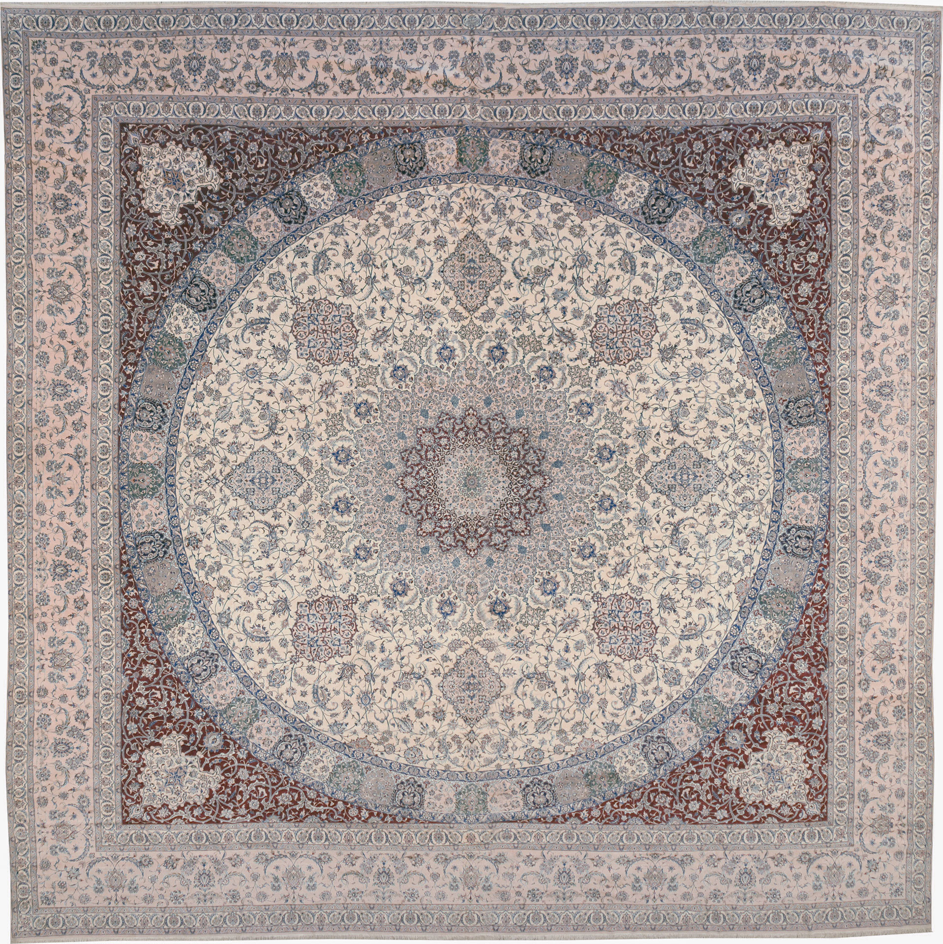Vintage Persian Nain Square Oversize Carpet, No.17491 - Galerie Shabab