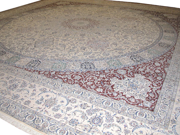 Vintage Persian Nain Square Oversize Carpet, No.17491 - Galerie Shabab