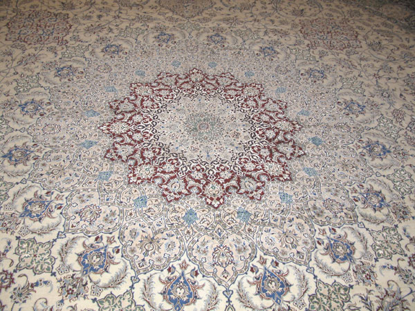 Vintage Persian Nain Square Oversize Carpet, No.17491 - Galerie Shabab