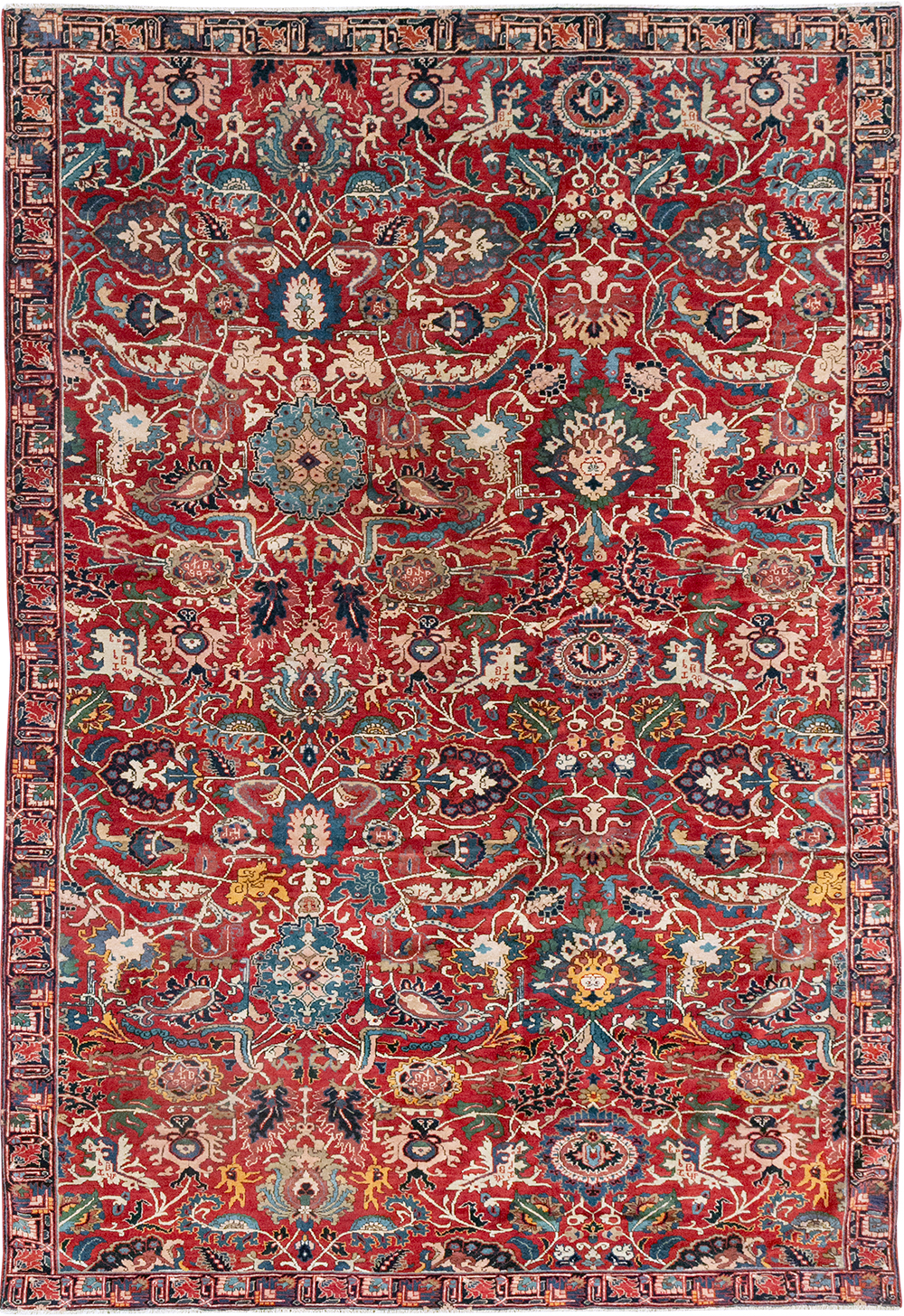 Antique Persian Senneh Tabriz Accent Carpet, No.17671 - Galerie Shabab