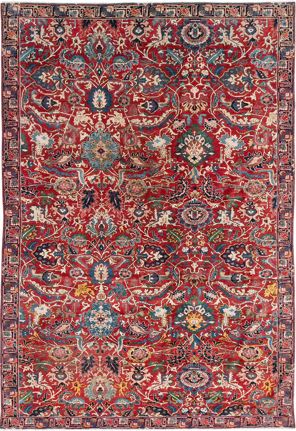 Antique Persian Senneh Tabriz Accent Carpet, No.17671 - Galerie Shabab