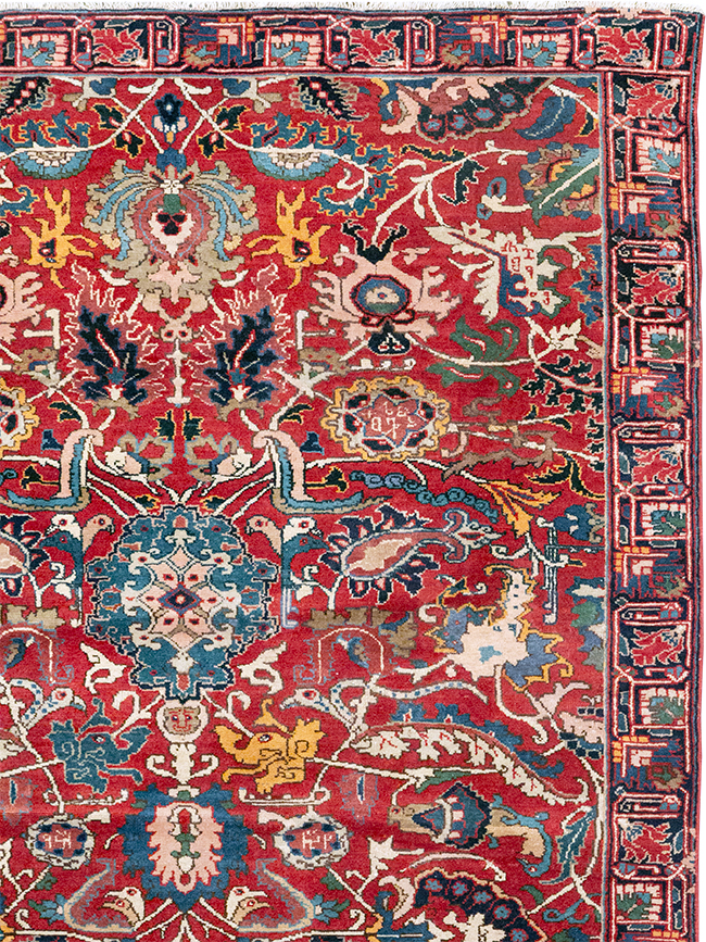 Antique Persian Senneh Tabriz Accent Carpet, No.17671 - Galerie Shabab