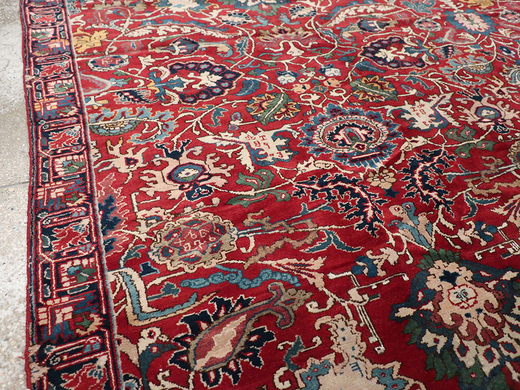 Antique Persian Senneh Tabriz Accent Carpet, No.17671 - Galerie Shabab