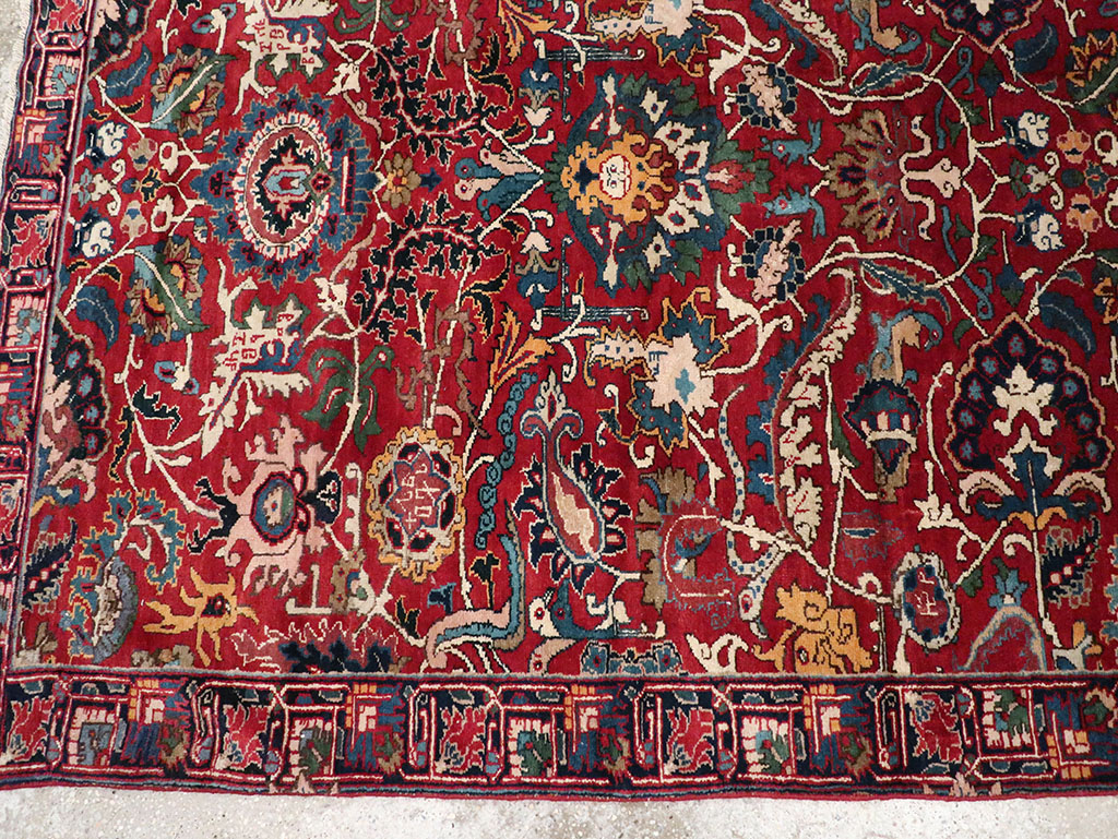 Antique Persian Senneh Tabriz Accent Carpet, No.17671 - Galerie Shabab