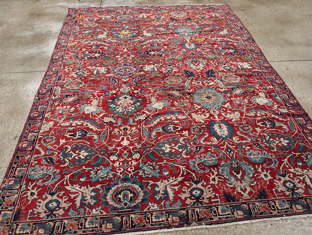 Antique Persian Senneh Tabriz Accent Carpet, No.17671 - Galerie Shabab